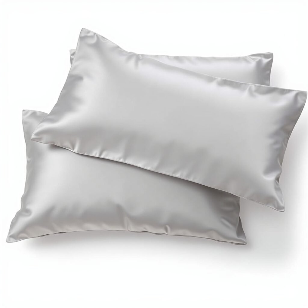 Bedsure Satin Pillowcase set of 2 in silver grey, queen size