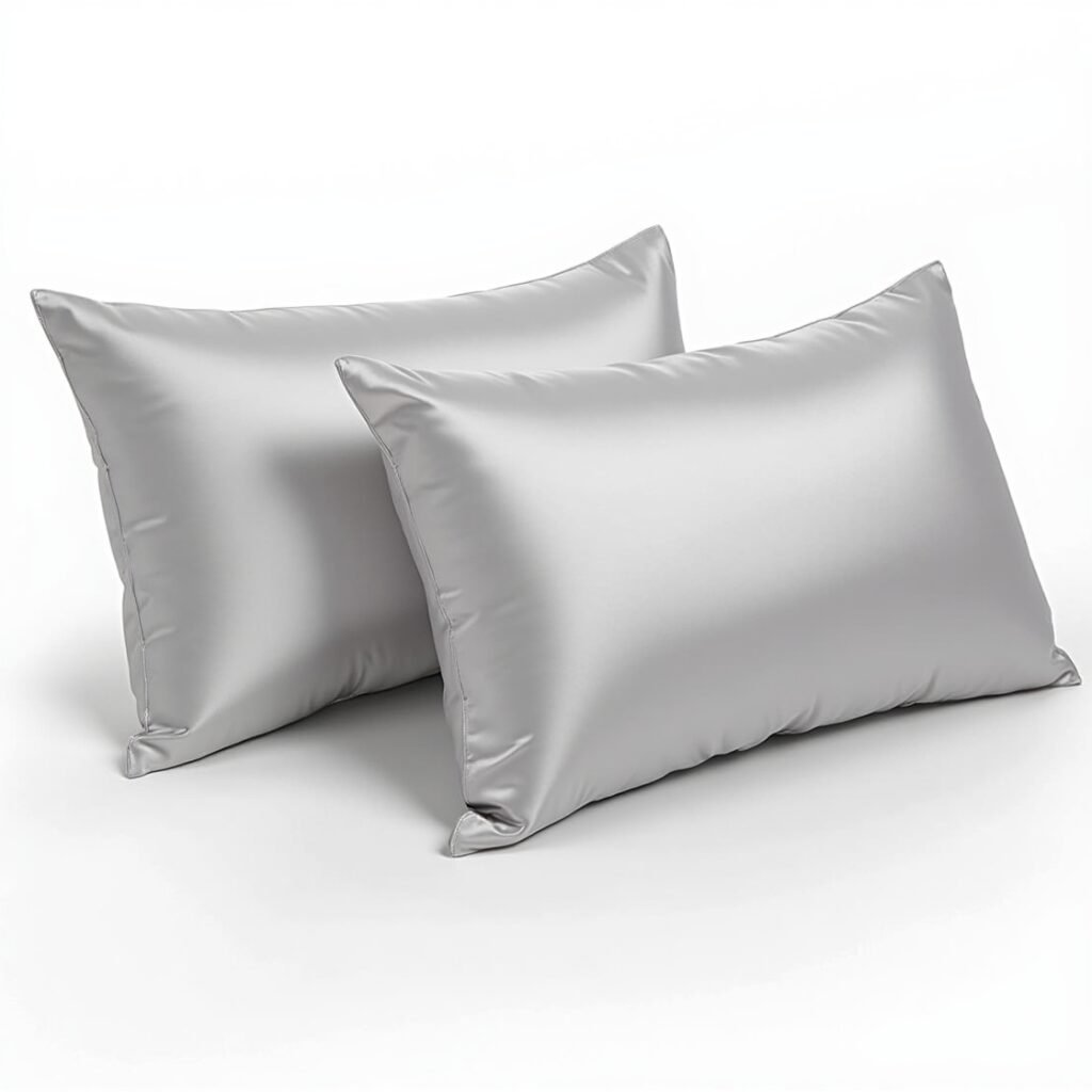 Bedsure Satin Pillowcase set of 2 in silver grey, queen size