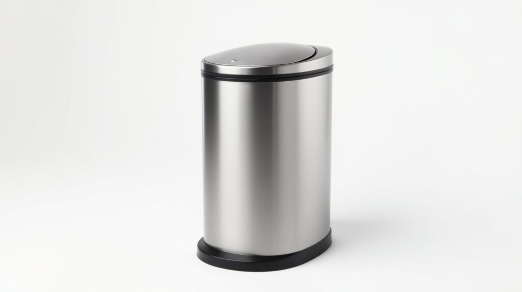 13-gallon automatic kitchen trash can, brushed stainless steel, motion sensor lid