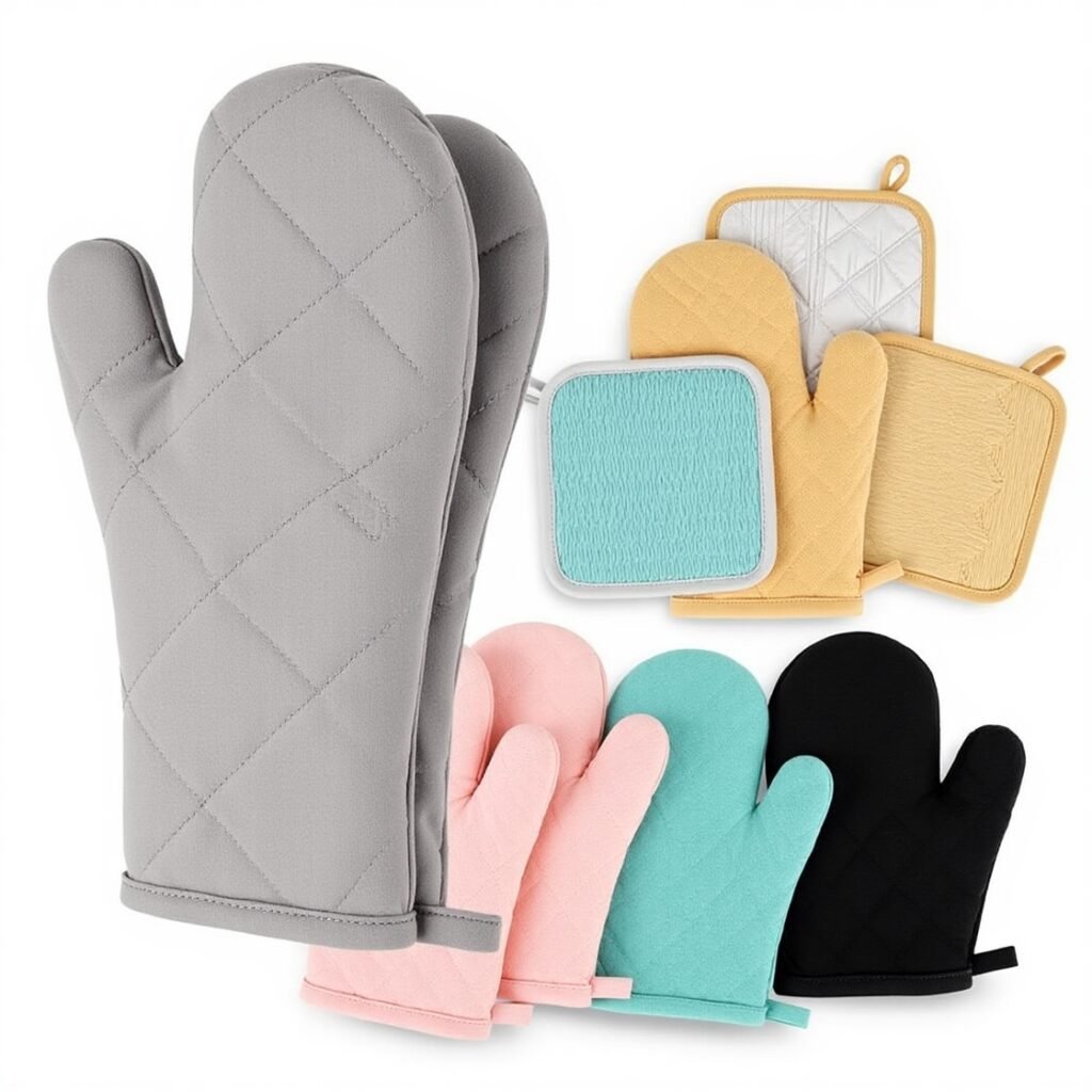 High heat resistant KEGOUU oven gloves with cotton lining and hanging loops