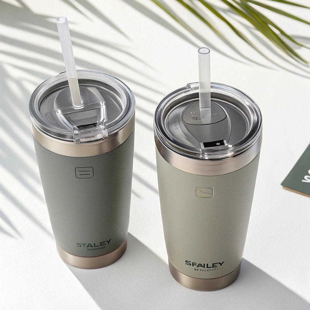 Flip straw lid for 40oz tumbler close-up showing leak-proof design