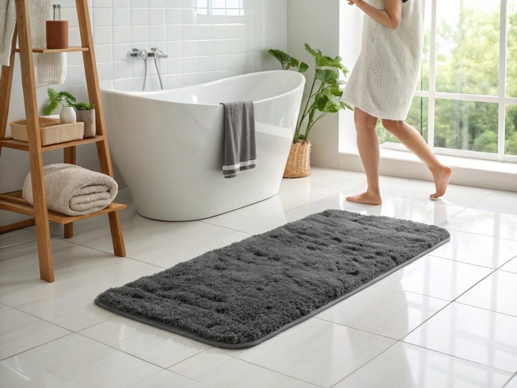 OLANLY Bathroom Rug 30x20 inch in dark gray — soft, absorbent chenille bath mat