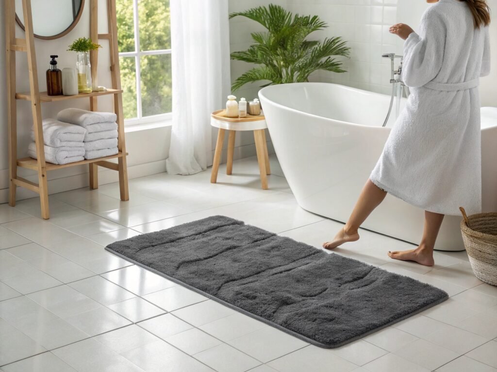 OLANLY Bathroom Rug 30x20 inch in dark gray — soft, absorbent chenille bath mat